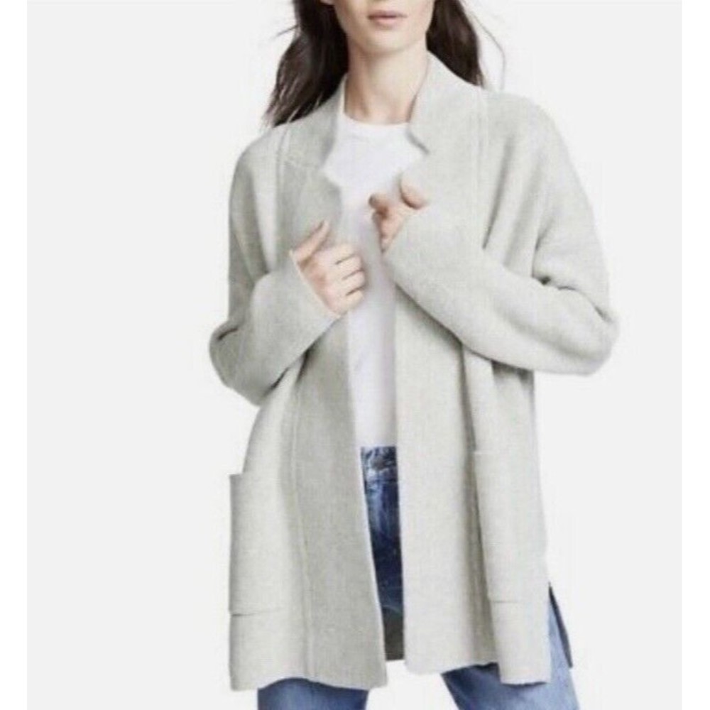 Madewell Spencer Sweater Coat Small Gray Merino Wool Open Front J9837